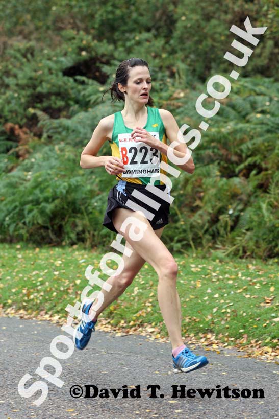 Jane Potter (Charnwood AC) 2nd on the 2nd leg of the senior womens 4 stage relay at the ERRA Mens 6 and Womens 4 Stage Road Relays, Sutton Park, Birmingham Road Relays.